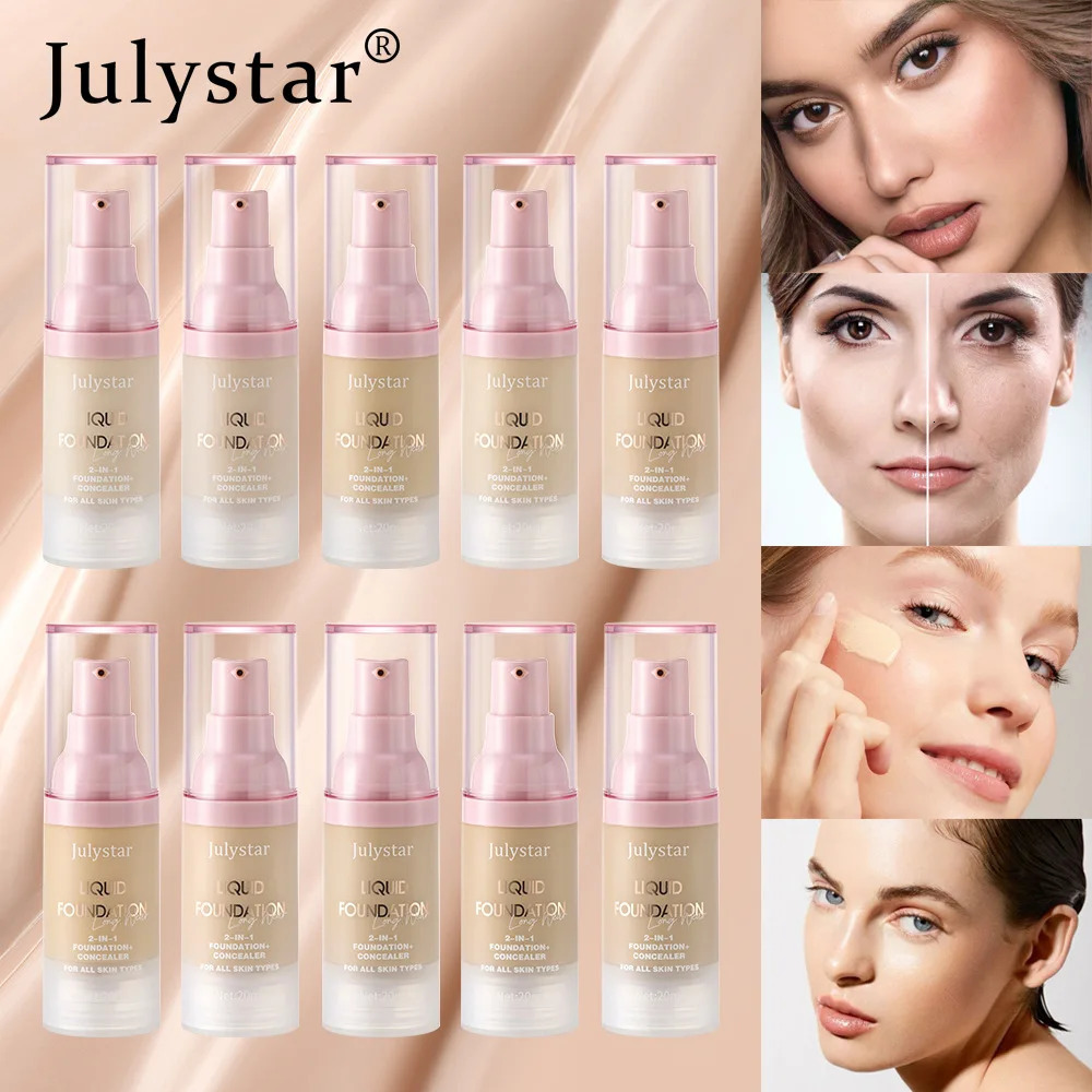 High Coverage Liquid Foundation Oil Control Face Brighten Natural Concealer Waterproof BB Cream Makeup Korean Base Cosmetics 260305