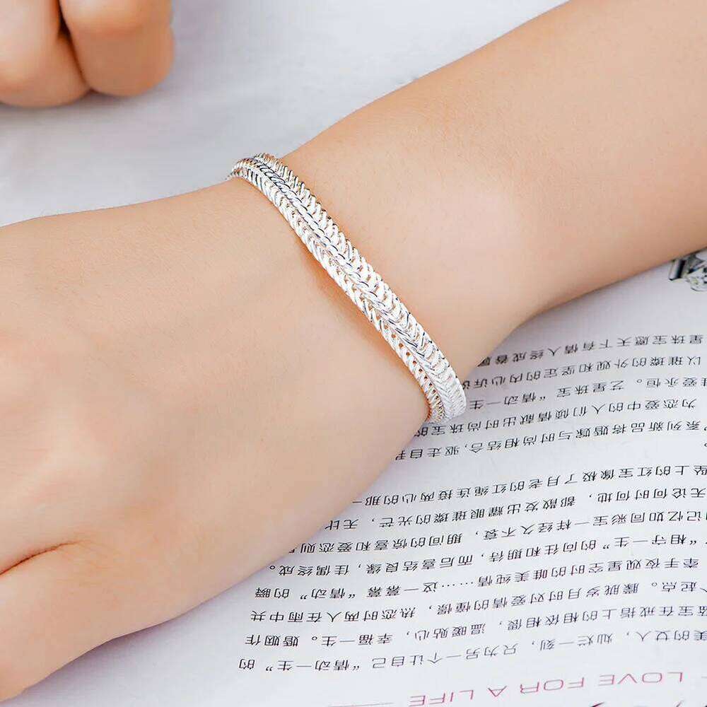 Hot sale 925 Sterling Silver bracelet cute chain women lady men noble fashion charm jewelry wedding party 20cm Z260313