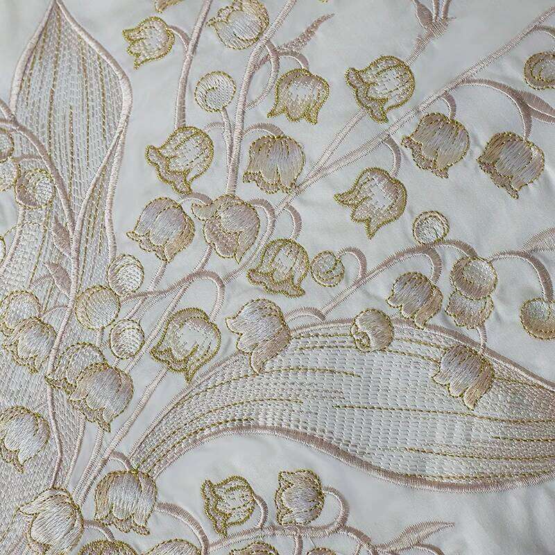 Elegant Lily of the valley Embroidery Bedding 600TC Egyptian Cotton Duvet Cover Set Bed Sheet/Fitted Sheet Pillowcases 4Pcs H260312 - view 6