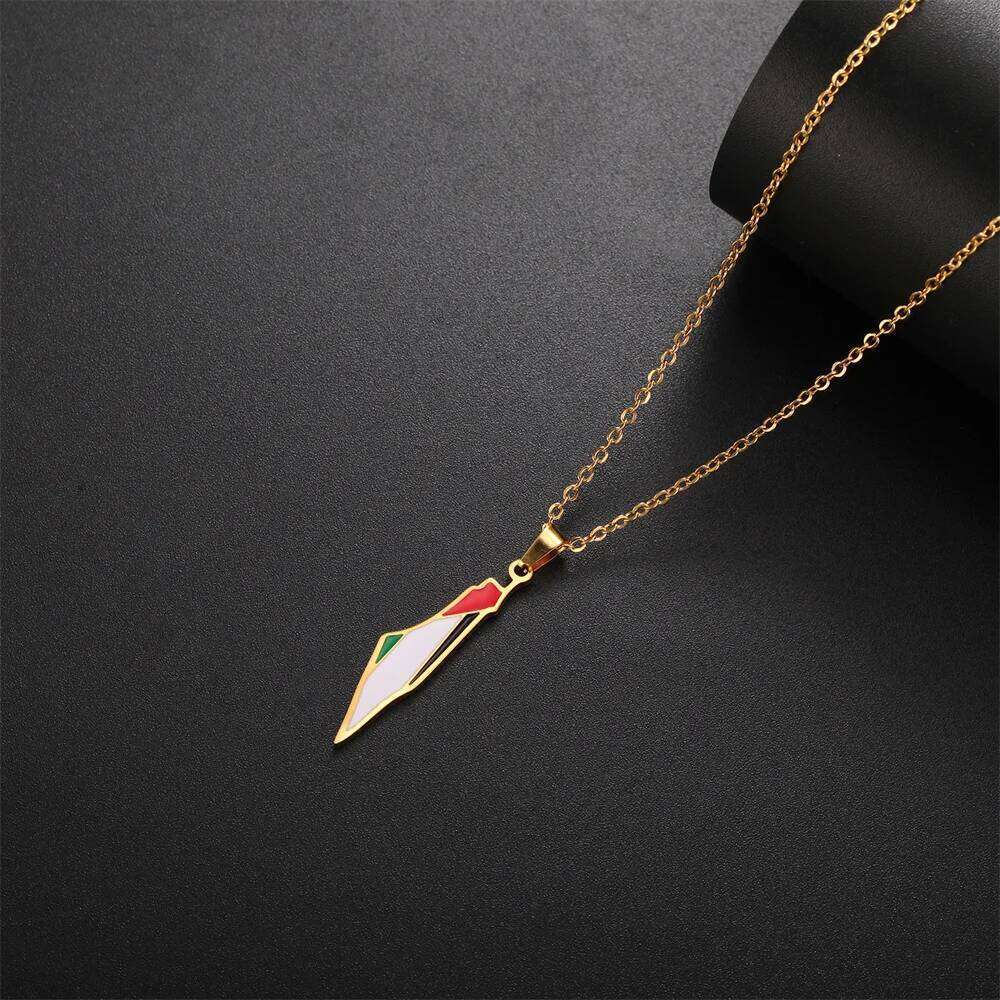 My Shape Palestine Flag Pendant for Women Men Stainless Steel Map Geography Necklace Choker Chain Jewelry Wholesale H260312
