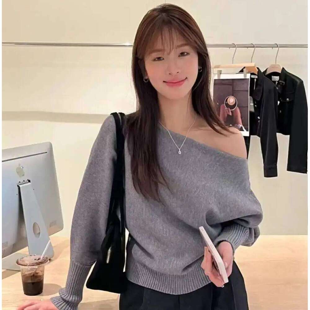 Chic Soft Off Shoulder Cozy Fleece Knit Sweater Women Korean Style Elegant Cable Long Sleeve Warm Pullover Winter Relaxed Tops Z260313