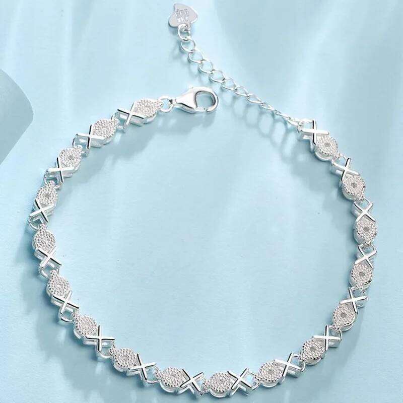 Luxury 925 Sterling Silver Chain Bracelets For Women Fashion Vintage Geometric XO Shape Adjustable Bracelet Wedding Jewelry Gift Z260313
