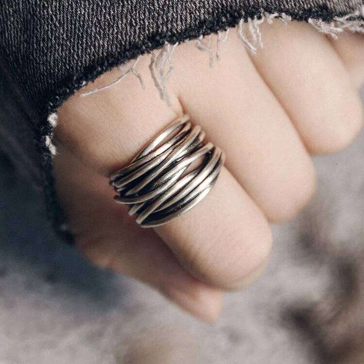 925 Sterling Silver Rings Women Men Fine Jewelry Finger Adjustable Open Retro Interware Ring For Party Birthday Gift H260312