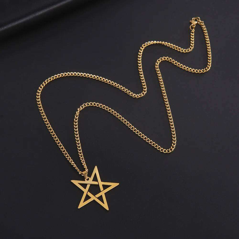 Dawapara Inverted Pentacle Necklace Gothic Pentagram Pendant Occult Amulet Witchcraft Stainless Steel Jewelry H260312