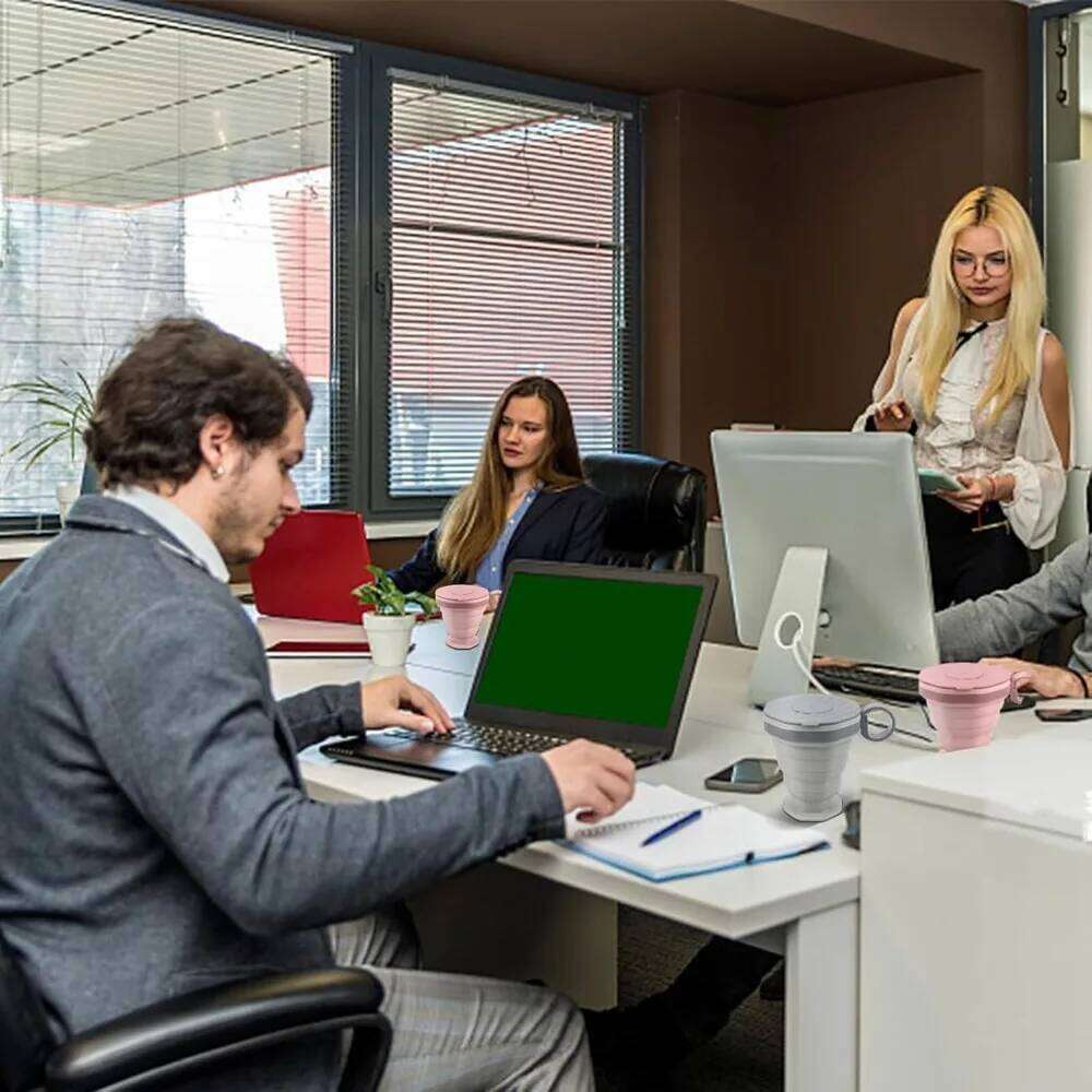 Plastic Folding Reusable Silicone Coffee Cup, Portable Cup Set, Suitable for Camping and Hiking Easy To Clean Z260313