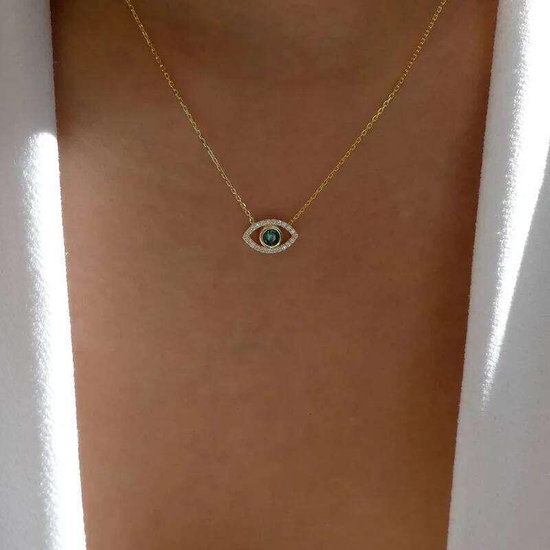 Zircon Evil Eye for Women Gold Color Choker Chain Turkish Blue Eyes Pendant Necklace Lucky Jewelry Gift collier femme H260312