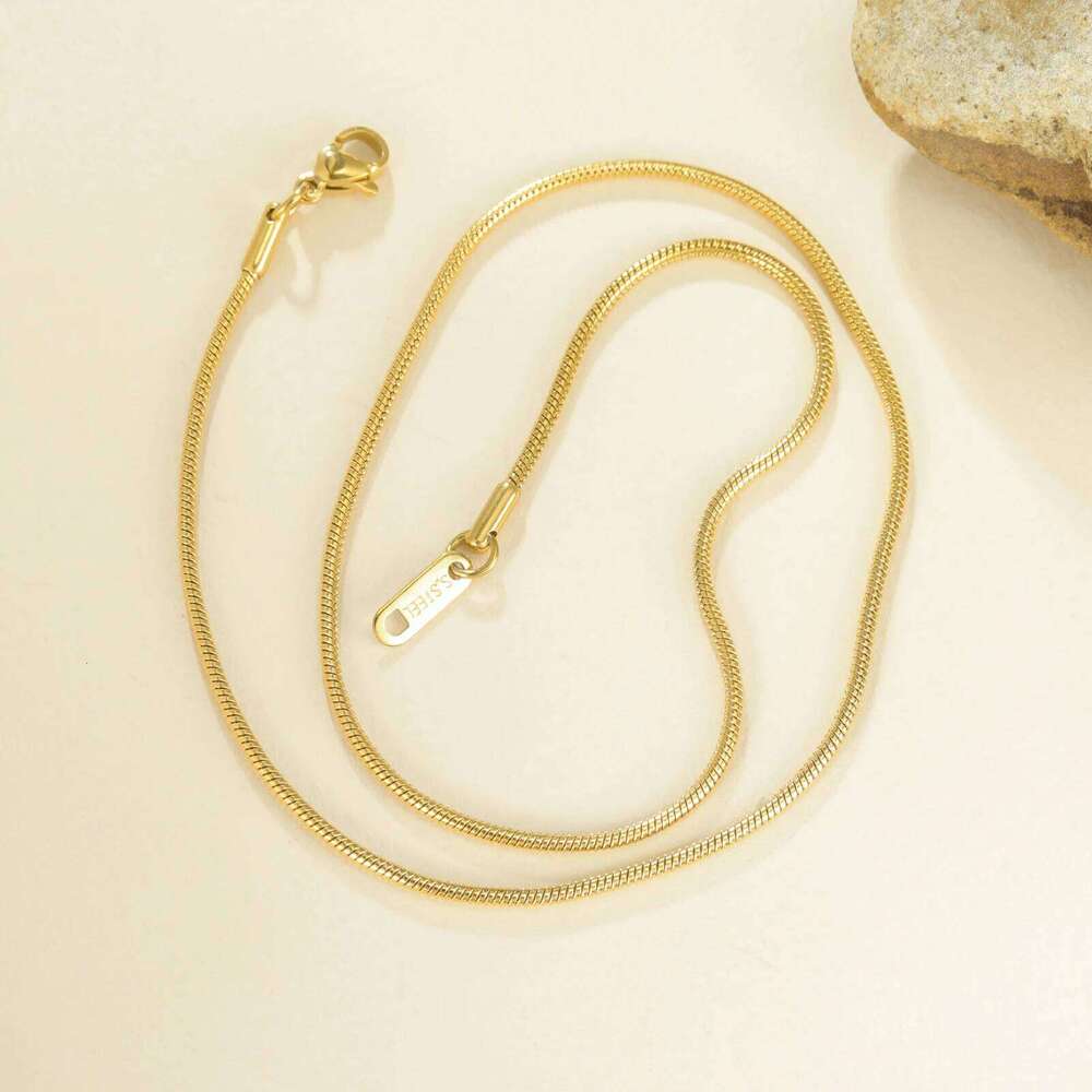Skyrim Stainless Steel Gold Color Round Snake Chain Necklace Women Men Long Neck Chains Trendy Punk Jewelry Gift Wholesale H260312
