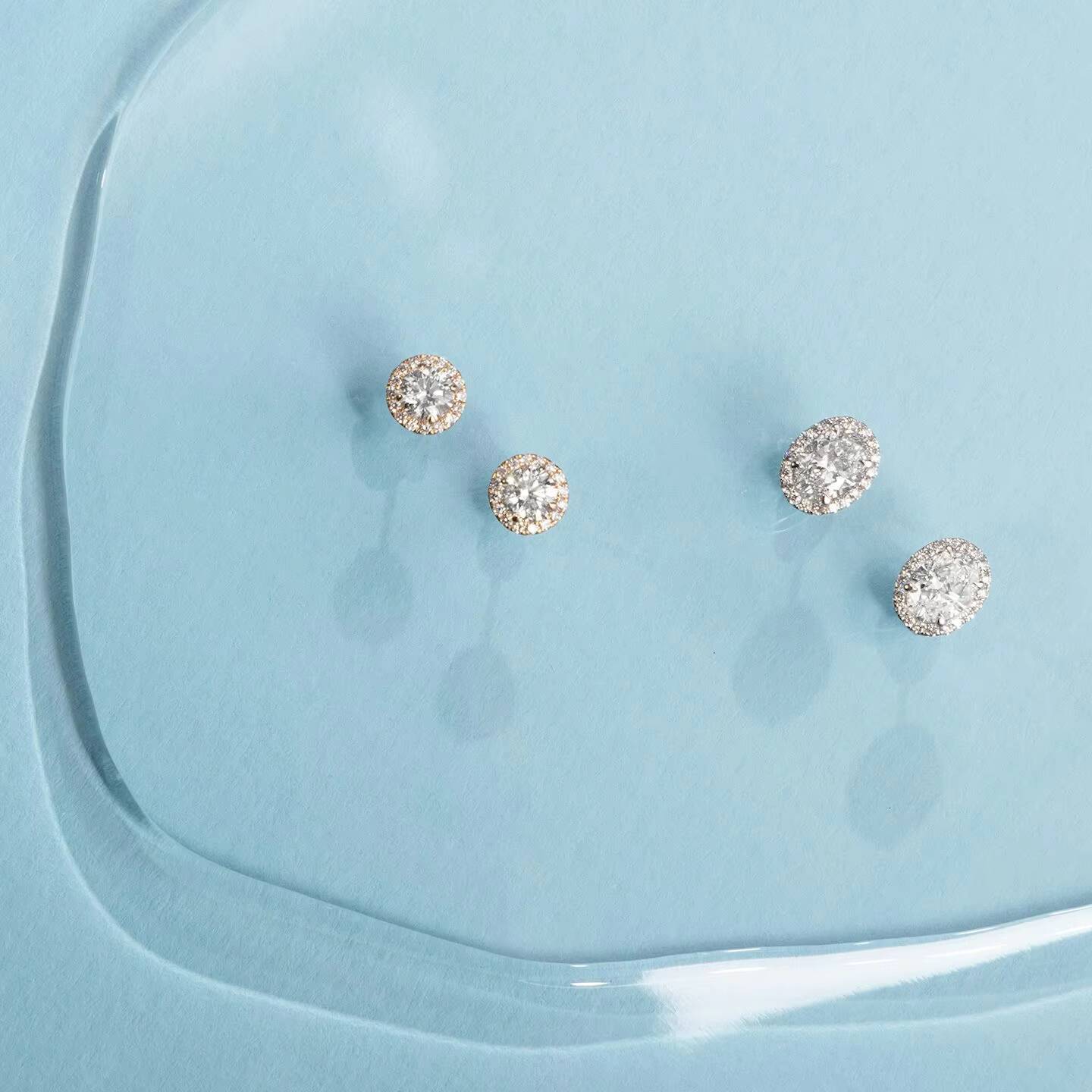 1ct Oval Cut Sterling Silver Plated Moissanite Diamond Dainty Halo Stud Earrings Tishya Diamond Perfect Gift for Her