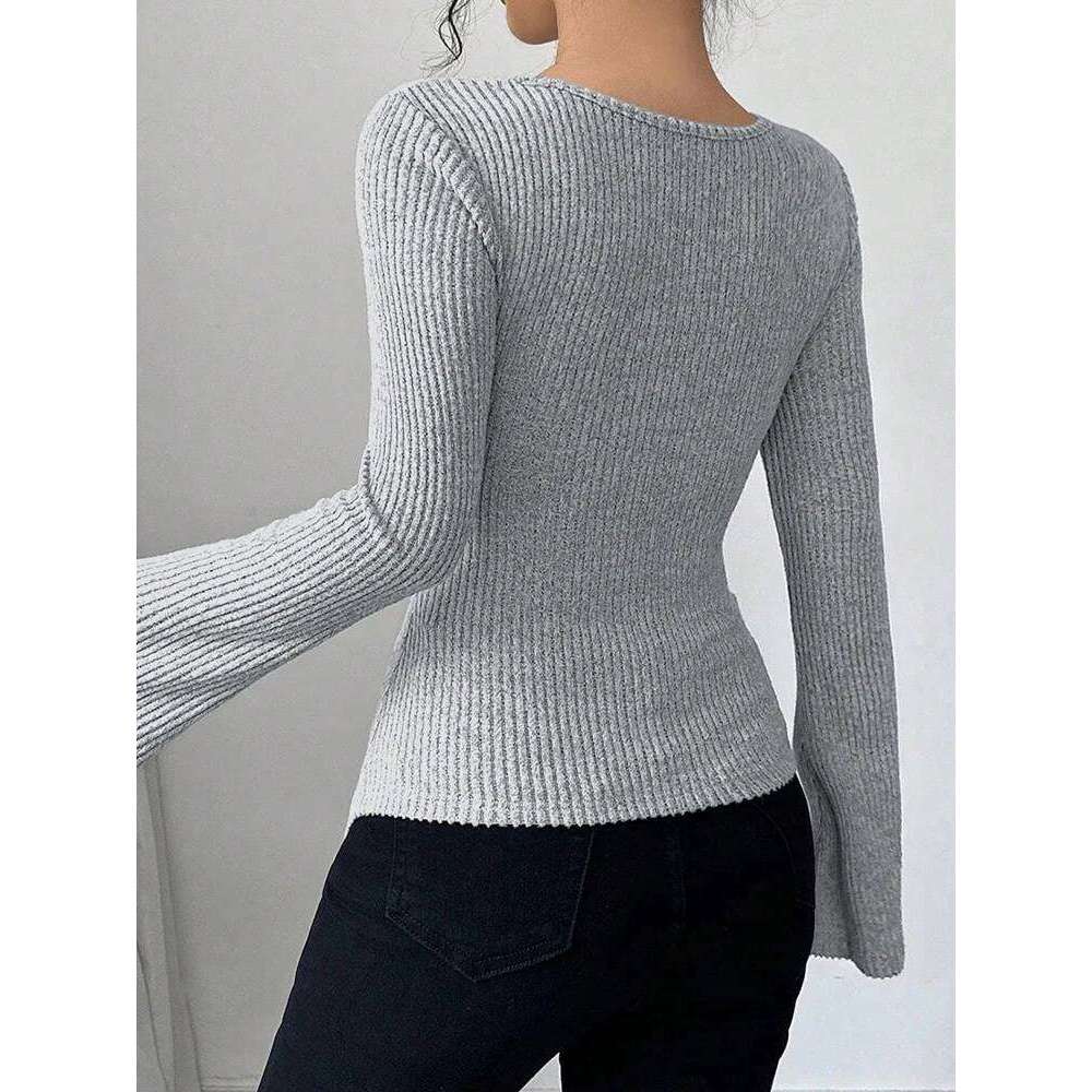 2025 autumn and winter women's pit stripe base shirt, off shoulder slim fit knitted long sleeved top, hot selling commuting styl Z260313