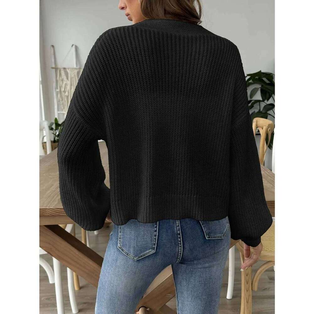 2025 Autumn Winter Short Sweater Women Single Breasted Long Sleeve Cardigan Lady Loose Knitted Coat Outwears Z260313
