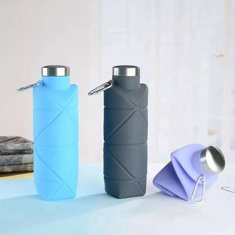 Diamond-Shaped Folding Silicone Water - Food-Grade Portable Outdoor Sports Travel Bottle Z260314