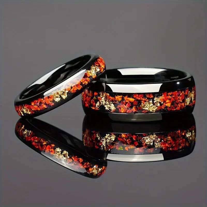 Fashion 8Mm Stainless Steel Inlay Galaxy Style Abalone Shell Rings for Men Wedding Engagement Band Jewelry Gift H260312