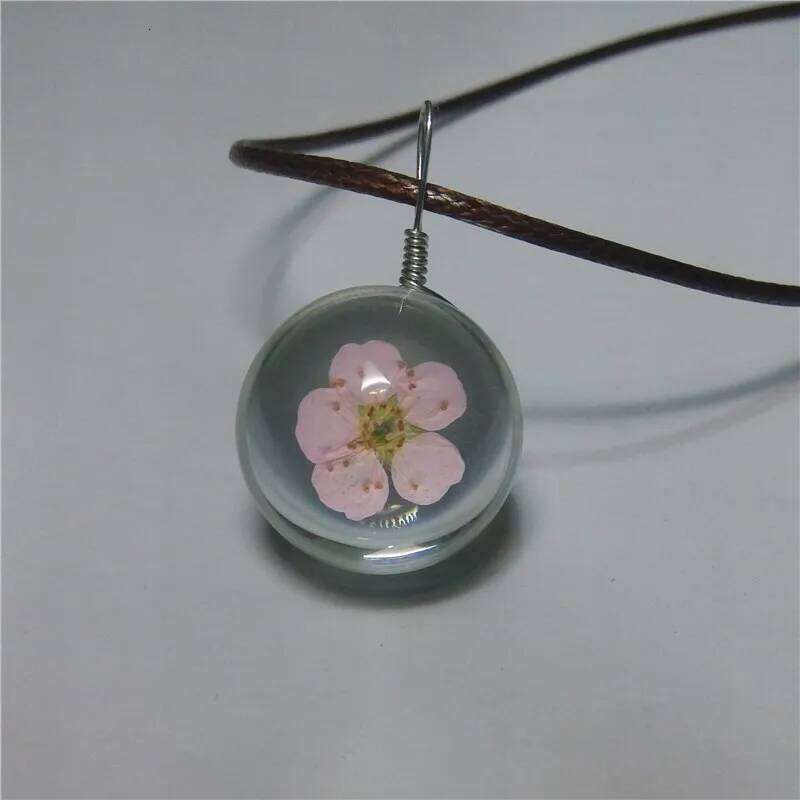 Explosive Fashion Handmade Dandelion Dried Flower Plant Specimen Glass Ball Necklace Pendant Jewelry Wholesale H260312