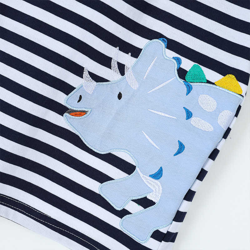 T-shirts Summer New Boys' Short-Sleeve T-Shirt Fashionable Dinosaur Embroidery Children's Round Neck T-Shirt Children's Clothing