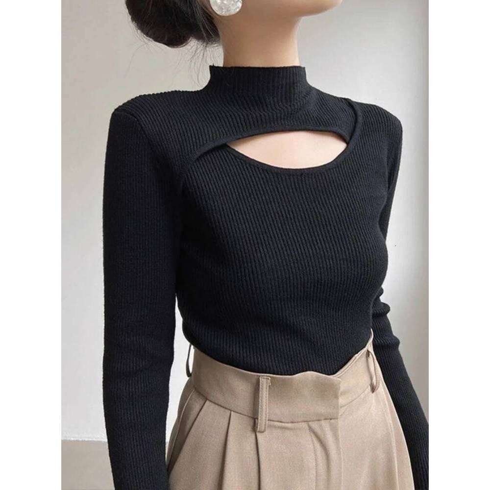 Autumn Winter Sexy Hollow Out Women Sweaters Slim Vintage Jumper Soft Warm Pull Female Casual Turtleneck Pullovers Knitted Tops Z260314