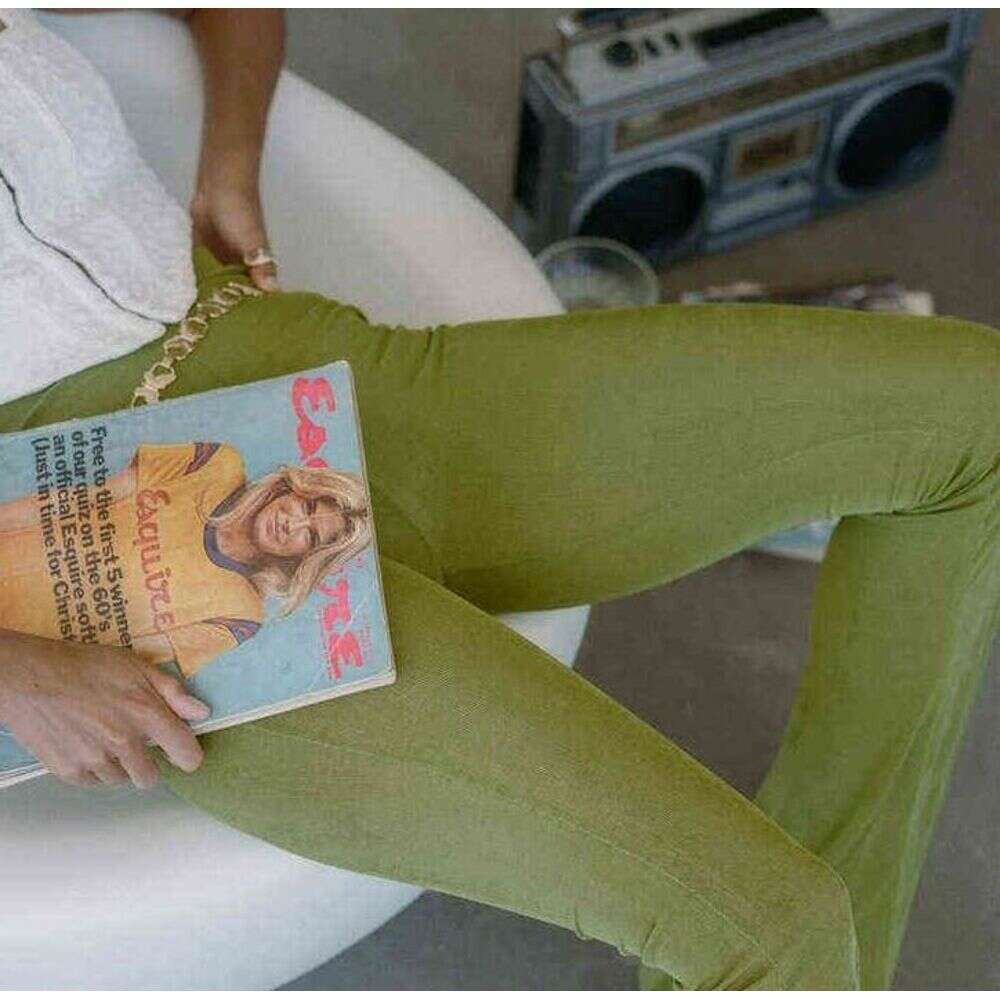 Fantoye Spring High Waist Flare Stretch Pants For Women Fashion Green Slim Long Trouser Streetwear Casual Solid Woman 211115 Z260312