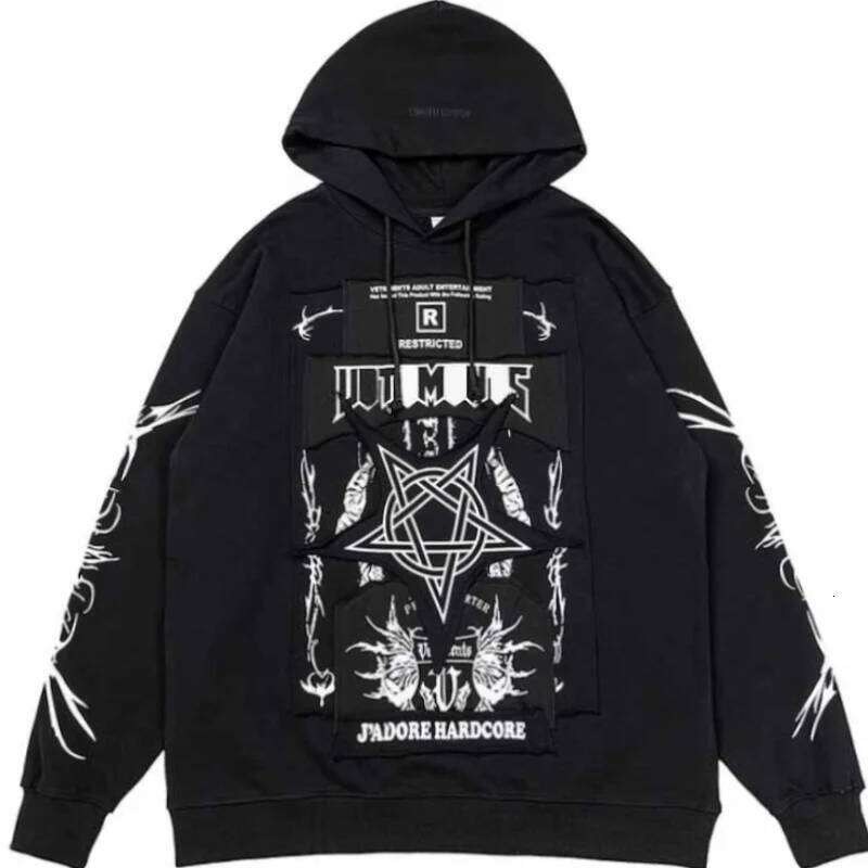 2025 Fall/Winter VT Pentagram Logo Patched Women Hooded Sweatshirts Oversized Men Casual Hoodie Pullover Z260315