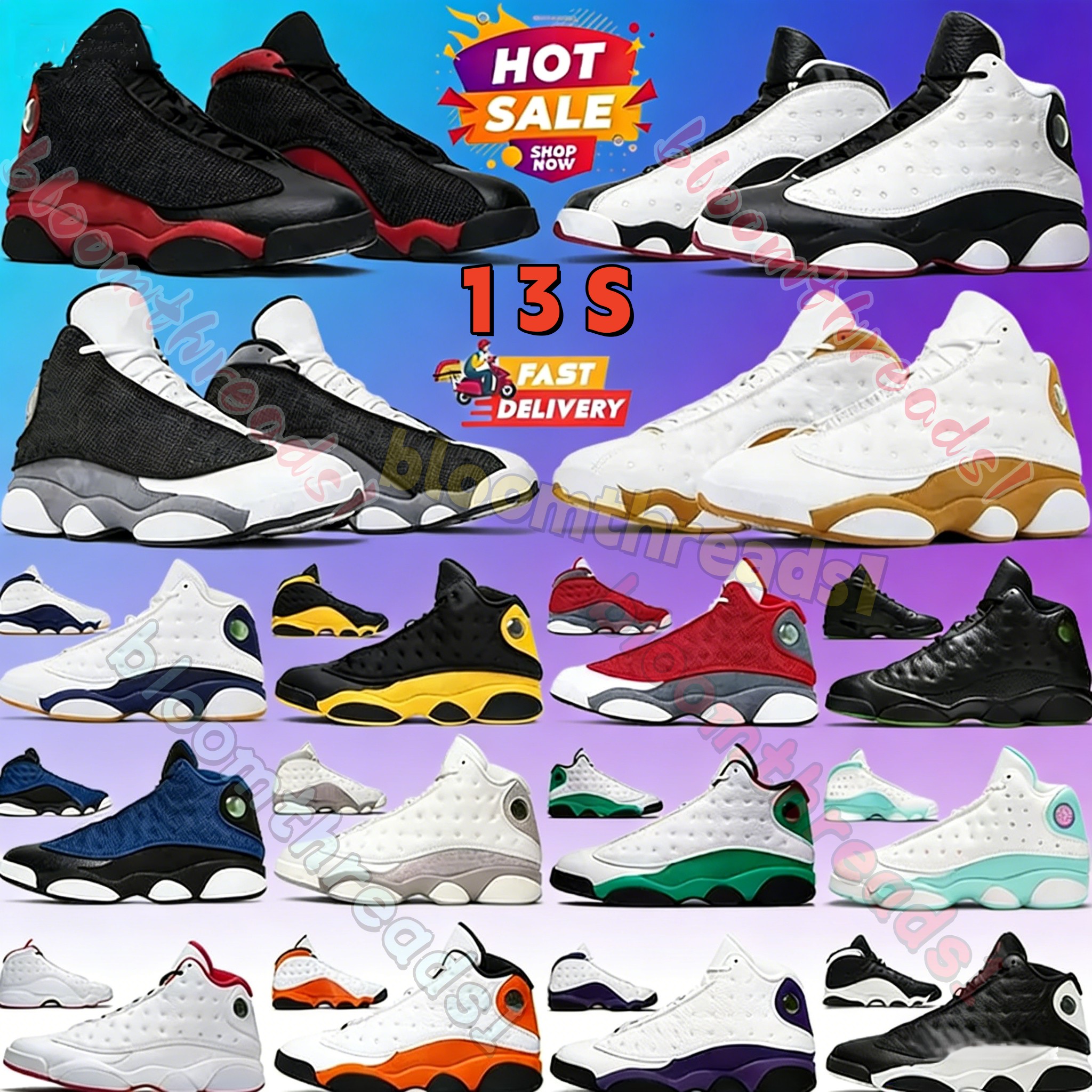 with Box 13 13s Basketball Shoes Men Women Shoes Panda J13 Outdoor Sneakers For Designer Red Black White Flint Wheat Wolf Grey Playoffs Purple Cap Gow Trainers Sports