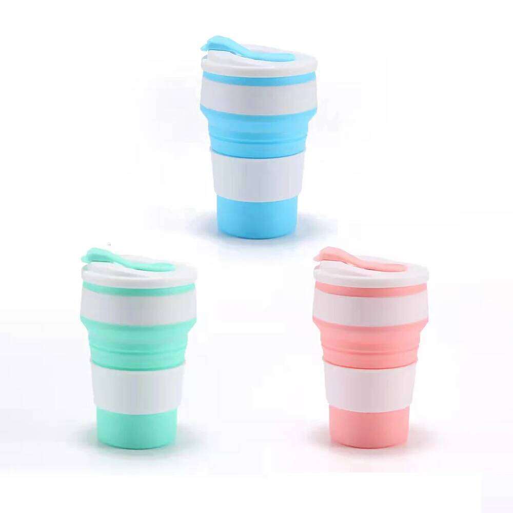 12 Oz Reusable Silicone Collapsible with Lid Camping 350ml 500ml Portable Folding Coffee Cups for Travel Z260313