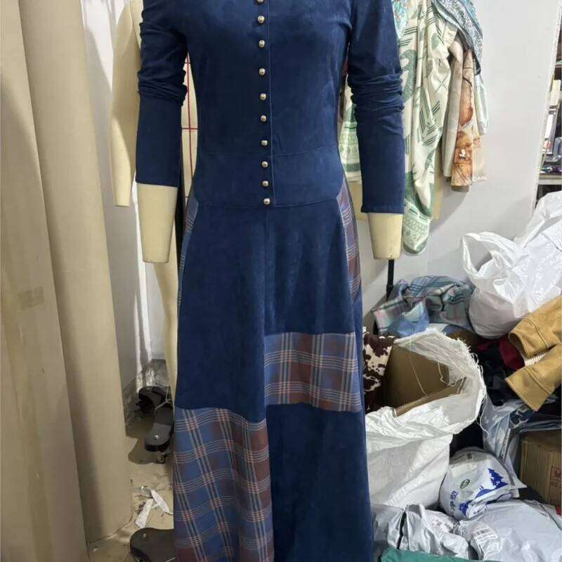 Women's Autumn Fashion New Slim Fit Flip Neck Sleeve Retro Style Commuter Button Chic Party Long Dress Z260314