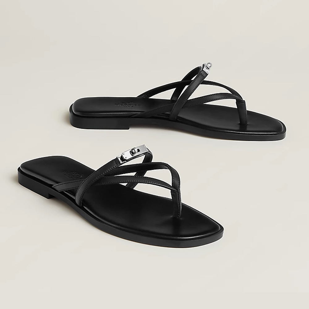 Designer miss sandal woman shoeskellybuckle leather flip flopss thin straps toe clips cowhide sheepskin slide high quality classic summer beach slippers VS2332