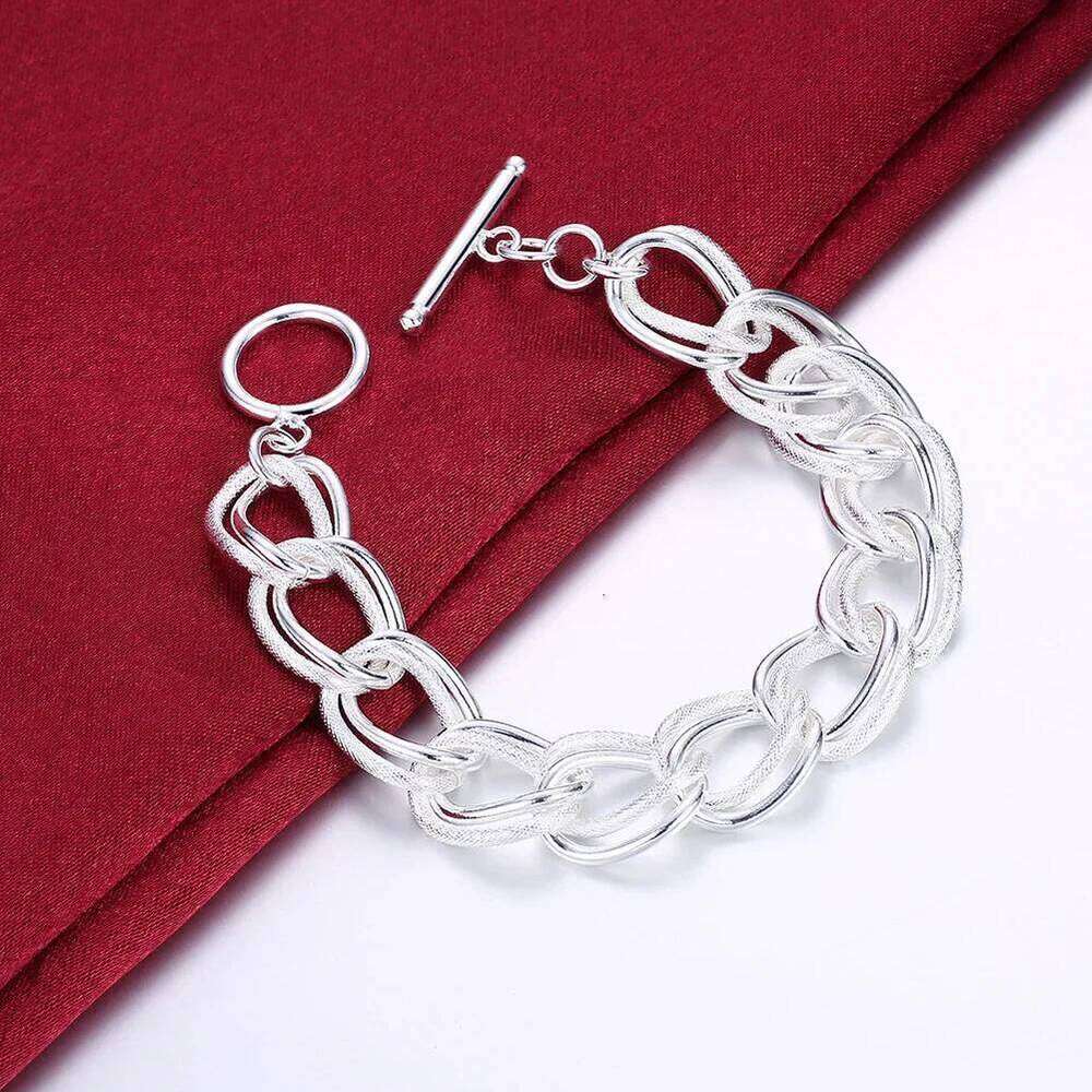 925 Sterling Silver beautiful Double twist chain Bracelets For Women fashion party Wedding accessories Jewelry Holiday gifts Z260313