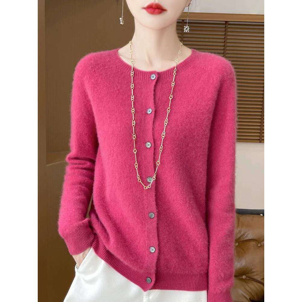2026 Woman Clothing Soft Warm Solid Color Cardigan Autumn Winter Basics 100% Merino Wool Knitwear Grace Casual Lazy Top Classic Z260313
