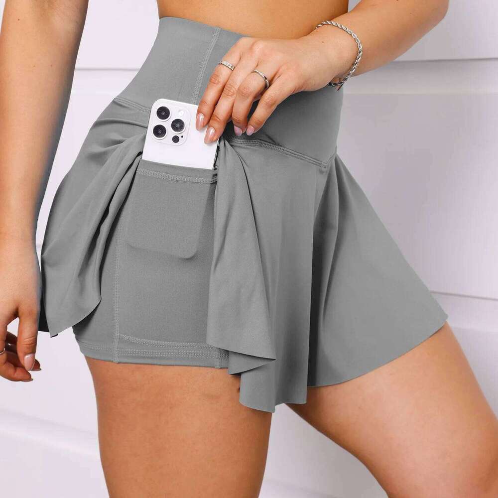 Sexy Gym Tennis Woman Summer Skinny Stretch Activewear Running Pockets Skirt Compression High Waist Shorts 2025 Z260314