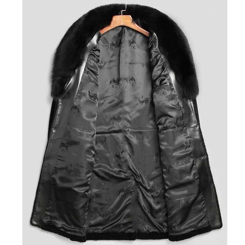 Solid Men Thick Jacket Winter Coat Turn Down Collar Outerwear Faux Fur Black Parkas Casual Pockets 2025 Loose Z260313