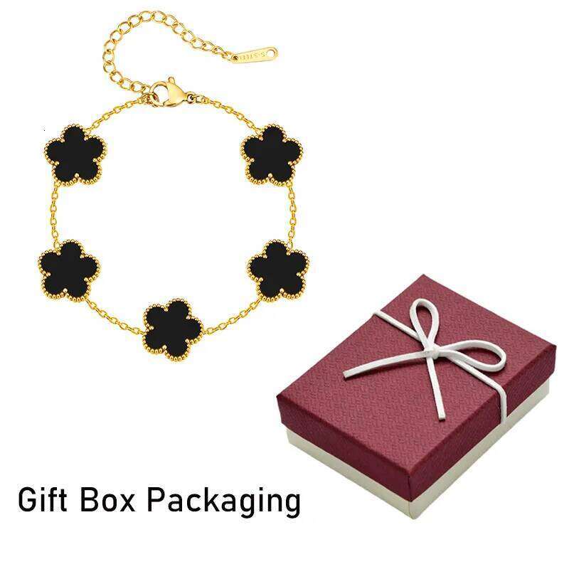 Valentine's Day Stainless Steel Bracelet Women With Gift Box Couple Bracelets Woman Man Charm Clover Fashion Jewelry Z260313