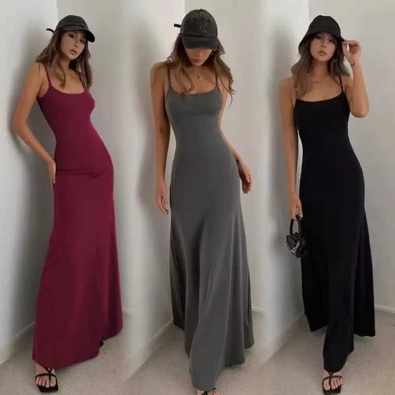 2025 Summer Womens New Fashion Simple Temperament Suspender Long Backless Slim Waisted Sexy Sweet And Spicy Casual DressesT260314
