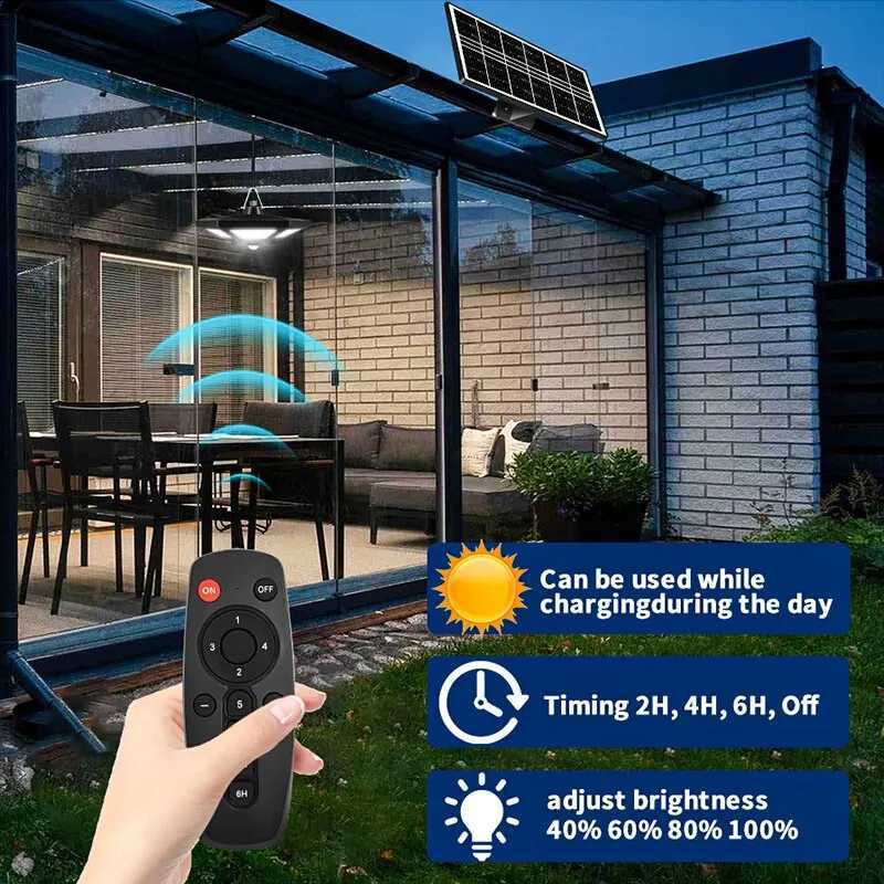 Solar Shed Light Solar Pendant Light For Indoor Outdoor 180 LED 1000LM Solar Lamp With Remote Control for Barn Gazebo Garage H260313