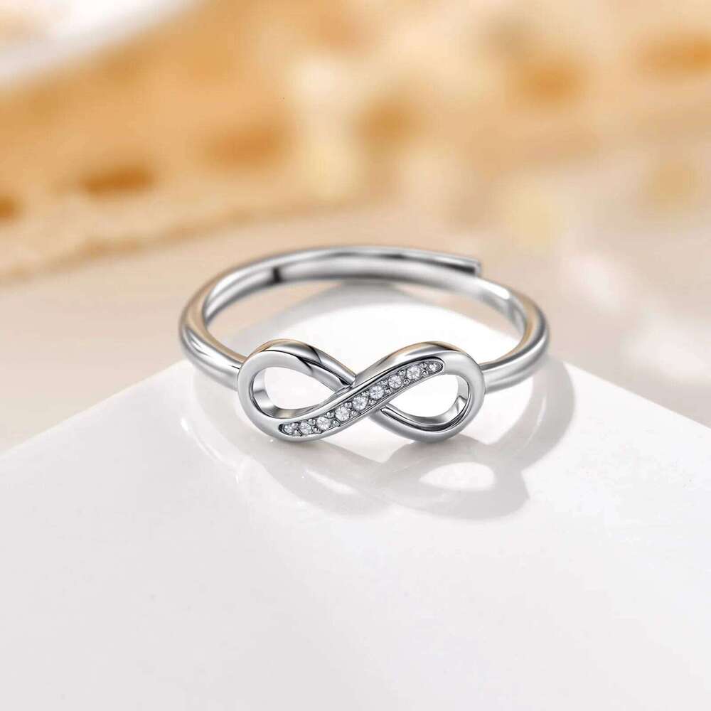 Fine Cubic Zircon Classic Infinity Adjustable Silver Color Geometric Metal Ring for Women Engagement Wedding Jewelry H260312