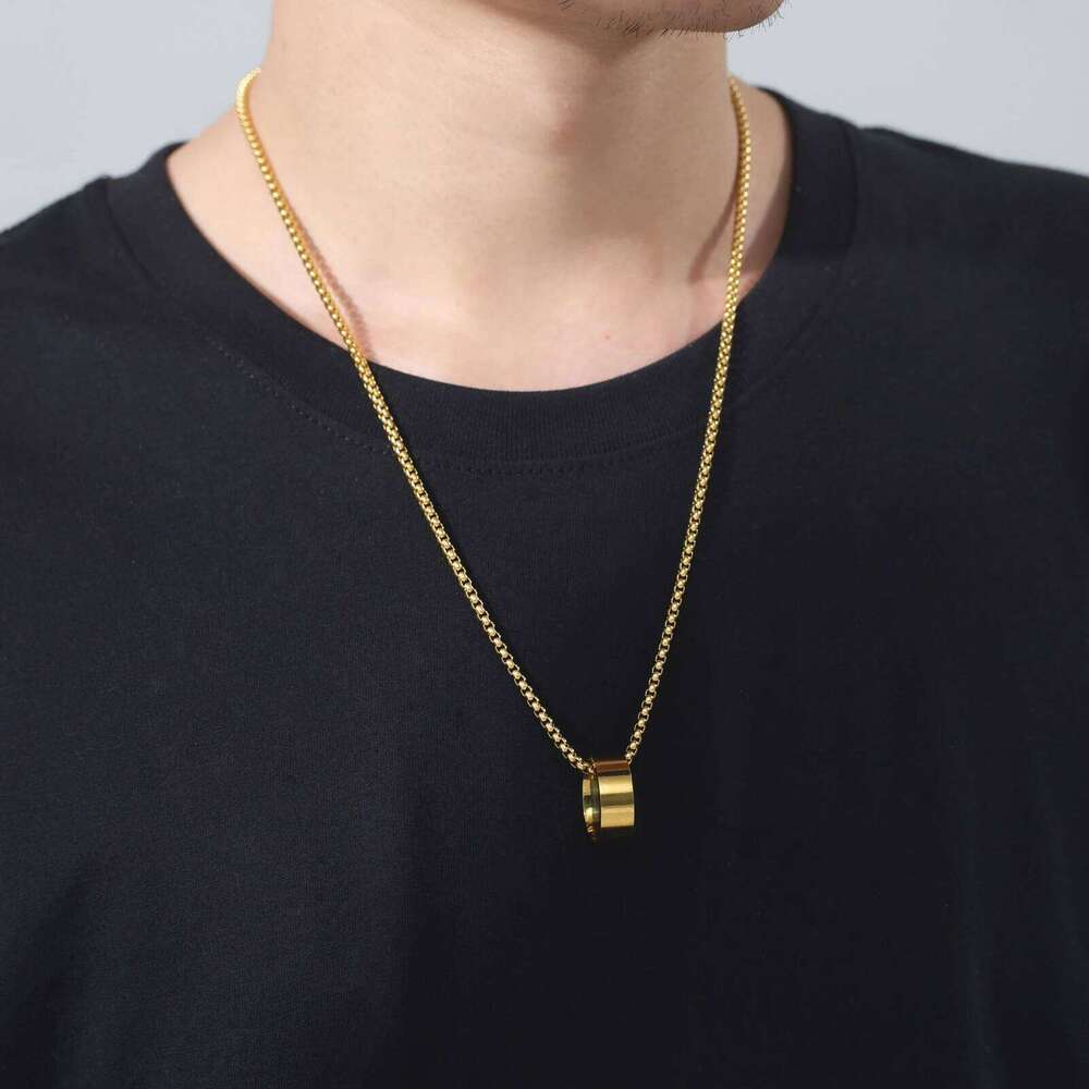 Skyrim Wide Circular Ring Pendant Stainless Steel Necklace For Men's Fashionable And Minimalist Birthday Engagement Gift Jewelry H260312