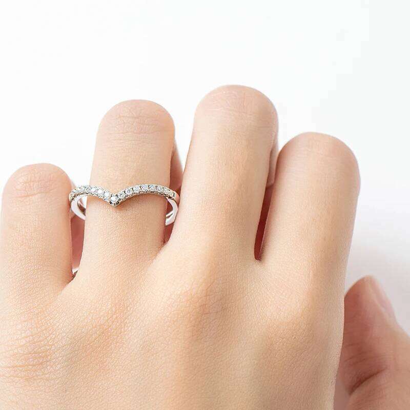 Lnngy Certified 1.5mm Moissanite V-Shaped Ring Anillo Plata 925 Sterling Silver Stackable Rings for Women 2026 Trend Jewelry H260312