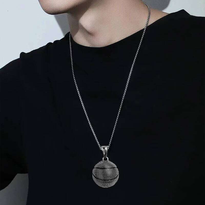 Basketball Pendant Men's Necklace New Sports Style Stainless Steel Chain Fashion Hip Hop Neck Accessories Party Jewelry Gifts H260312