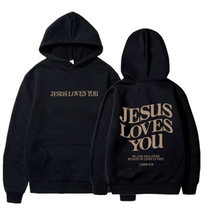 JESUS LOVES YOU Print Hoodies for Women Casual Long Sleeve Hooded Sweatshirts Hip Hop Harajuku Y2k Men Tops Hoodie Z260314