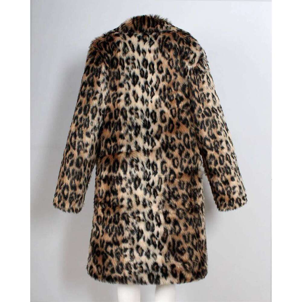 Men's Fashion Leopard Faux Overcoat Winter Warm Extra Jacket For Male Stylish Long Fur Outerwear Coat Parkas Z260313
