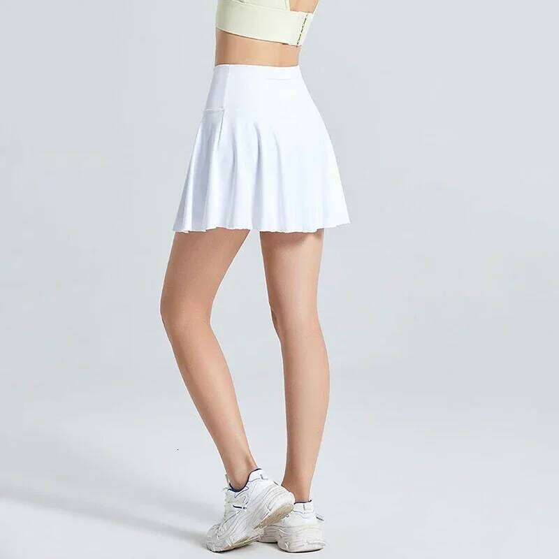 High Waist Sport Tennis for Women Fashion Anti-Shine Quick Drying Elastic Yoga Skirts Woman with Pocket Mini Skirt Female Z260314