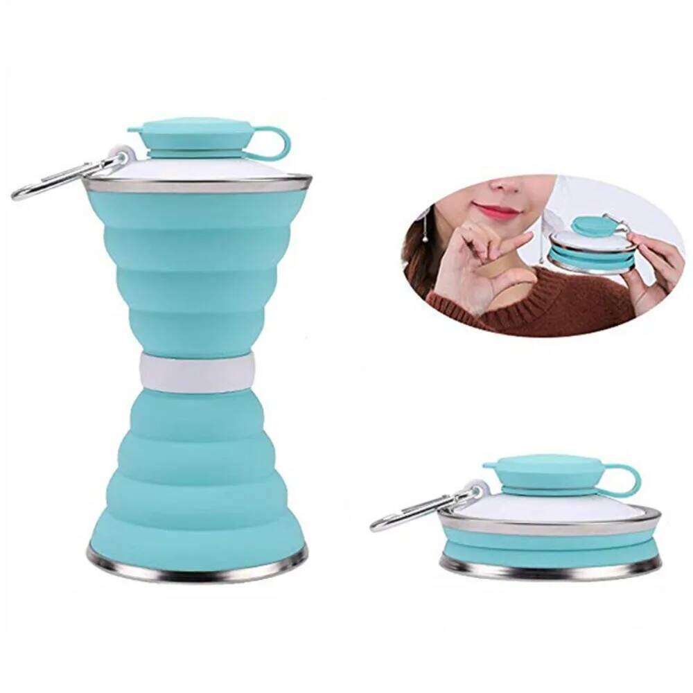 500ml Silicone Water Bottle Heat Resistant with Hook Travel Foldable Leak Proof Hangable Drinking Cup Outdoor Z260314