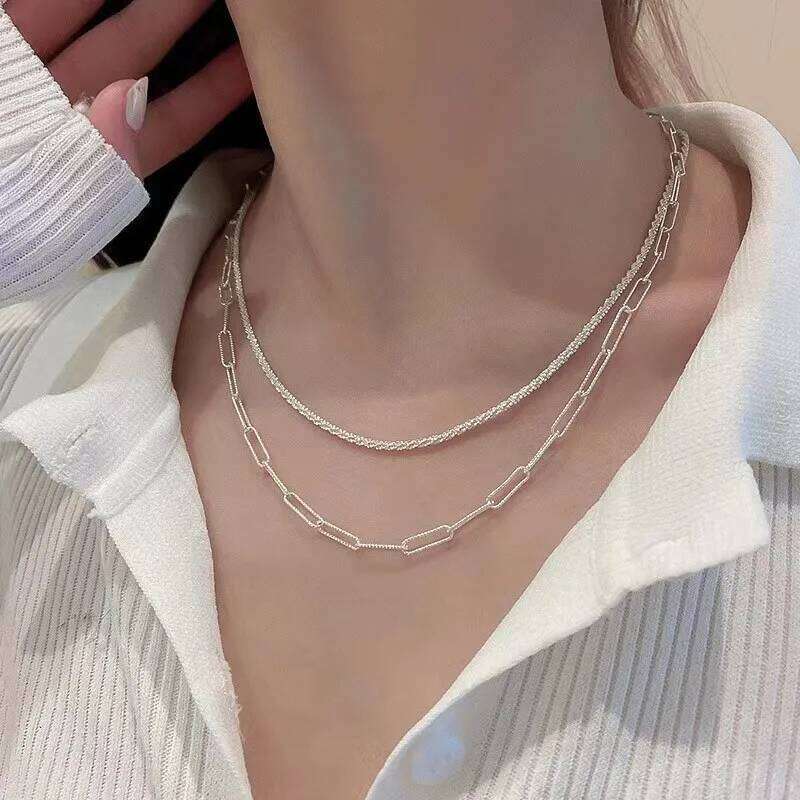 Silver Color Sparkling Necklace for Women Trendy Clavicle Chain Choker Girls Korean Wedding Party Jewelry Accessories Gifts H260312