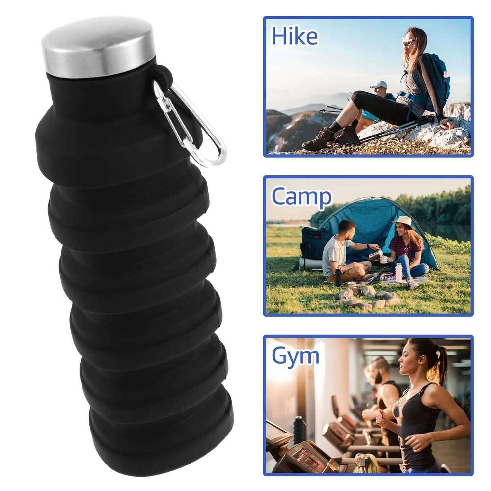 1pcs Portable Silicone Water Retractable Folding Coffee Bottle Cups E Outdoor Travel Tools Collapsible Sport Bottles Z260314