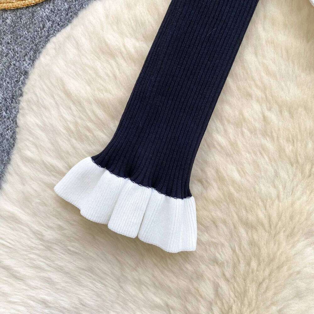 YuooMuoo Chic Knitted Tops 2025 Autumn Winter Y2K Long Sleeve Ruffled Sweaters Korean Fashion Streetwear Lady Shirts Z260313