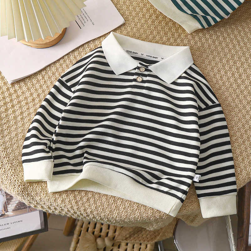 T-shirts Children's Spring and Autumn Clothing Boys' Baby Sweatshirt New Korean Style Fashionable Casual Striped Top for Young Children
