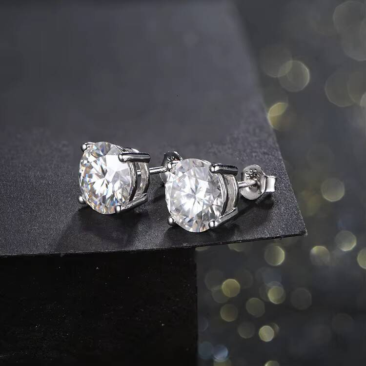 Hot Sale Luxury Moissanite Gemstones Brilliant Cut Moissanite VVS Earrings Ring 925 Sterling Silver Gift for Woman