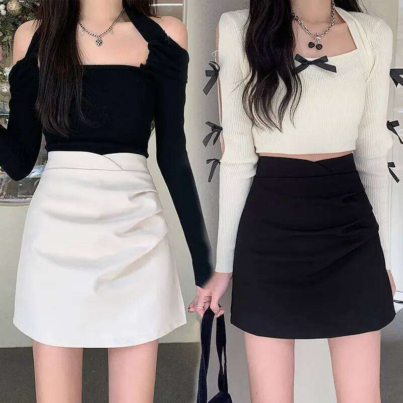Irregular Hip-hugging Skirt for Women Spring Summer Pleated One-step High-waisted A-line Z260314