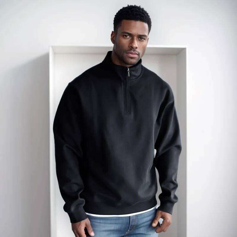 Sweatshirt Male Street Y2k Clothes Heavyweight Oversized Pullover Half Zip Collar For Gym Workout And Casual Winter Wear 26Y0313