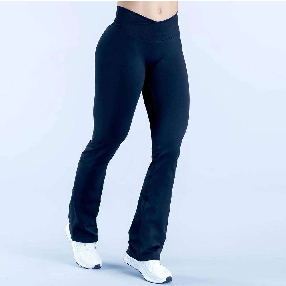 Vision Flares Women V Crossover Seamless Yoga No Front Seam Sports Leggings Bootcut Workout Pants Tummy Control 26Y0313