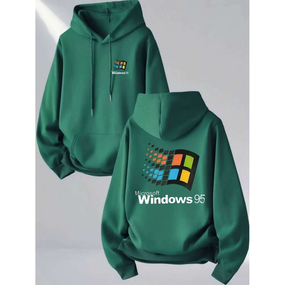 Windows 95 Graphic Vintage for Tech Enthusiasts Casual Streetwear Outfit Print Soft Material Pullover Pattern Hoodie Unisex Top Z260314