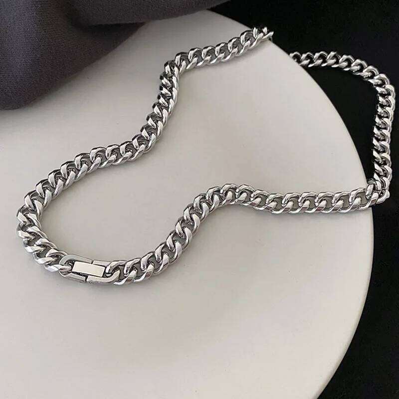 6/8 MM Stainless Cuban Necklace for Men Women Hiphop Punk Neck Classic Cuba Necklaces Male Steel Chains New H260312